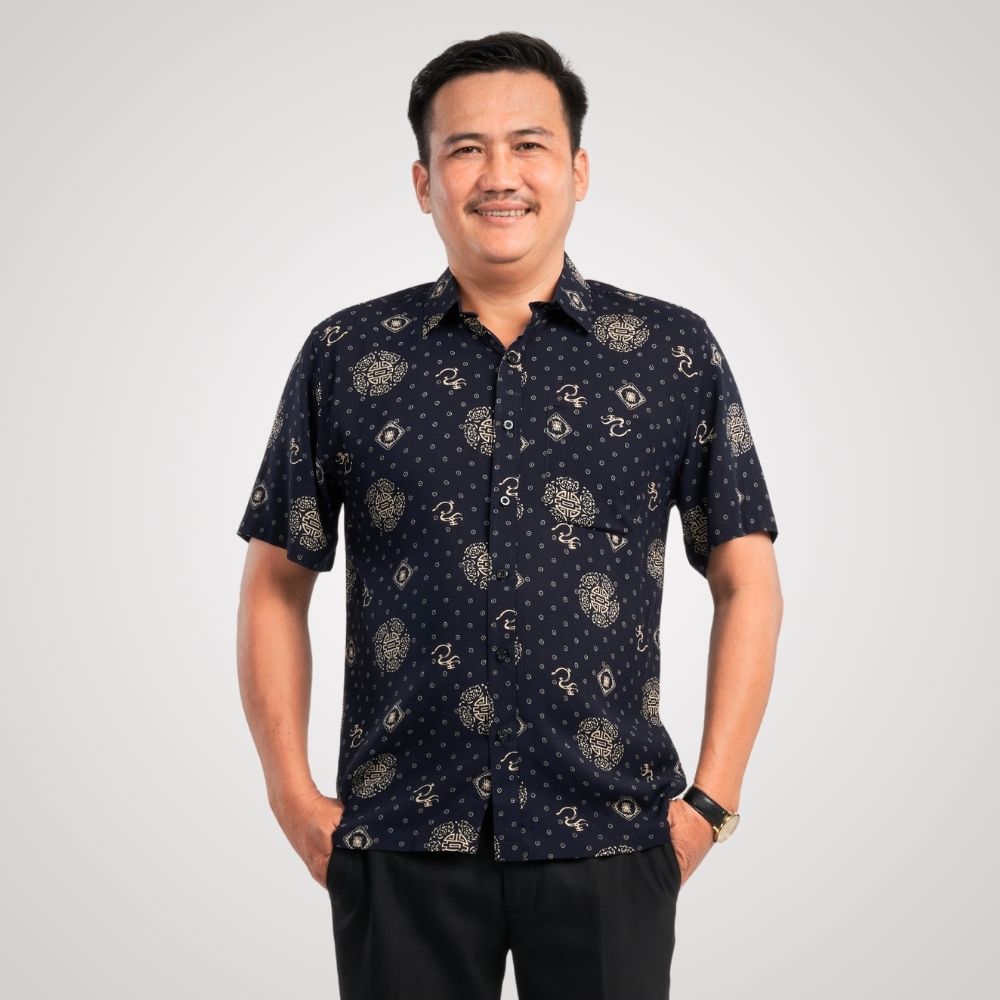 Áo sơ mi nam trung niên tay ngắn, chất liệu Linen thoáng mát, họa tiết nổi bật, mẫu P23SNHT005 từ thương hiệu PAPAGO