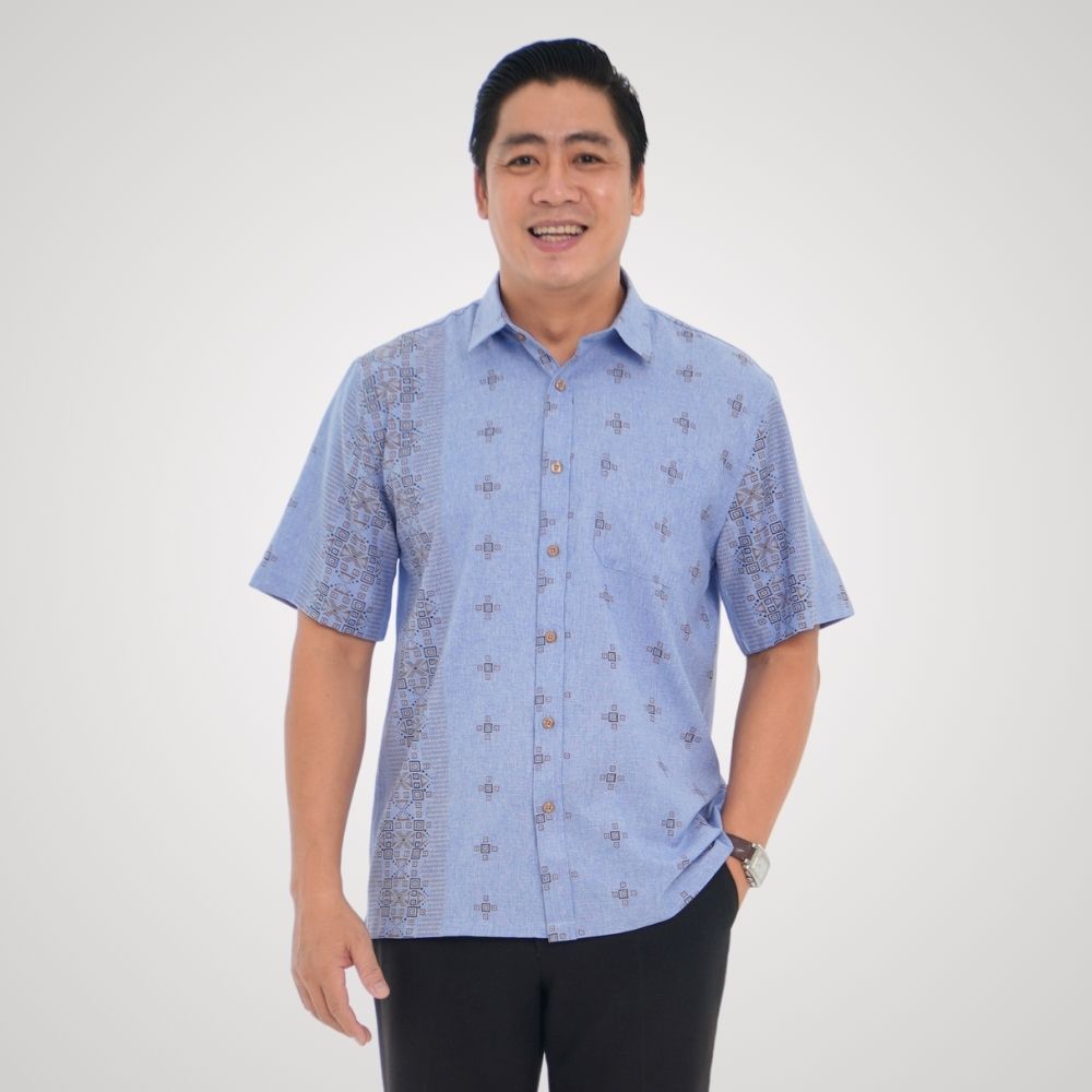 Áo sơ mi nam trung niên tay ngắn lai ngang, chất liệu Linen thoáng mát, mềm nhẹ, mẫu P24SNHT010 từ thương hiệu PAPAGO
