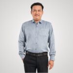 Áo sơ mi nam trung niên tay dài, họa tiết kẻ sọc, chất liệu lụa Viscose mềm mịn, thoáng mát, mẫu P23SDKD001 từ thương hiệu PAPAGO