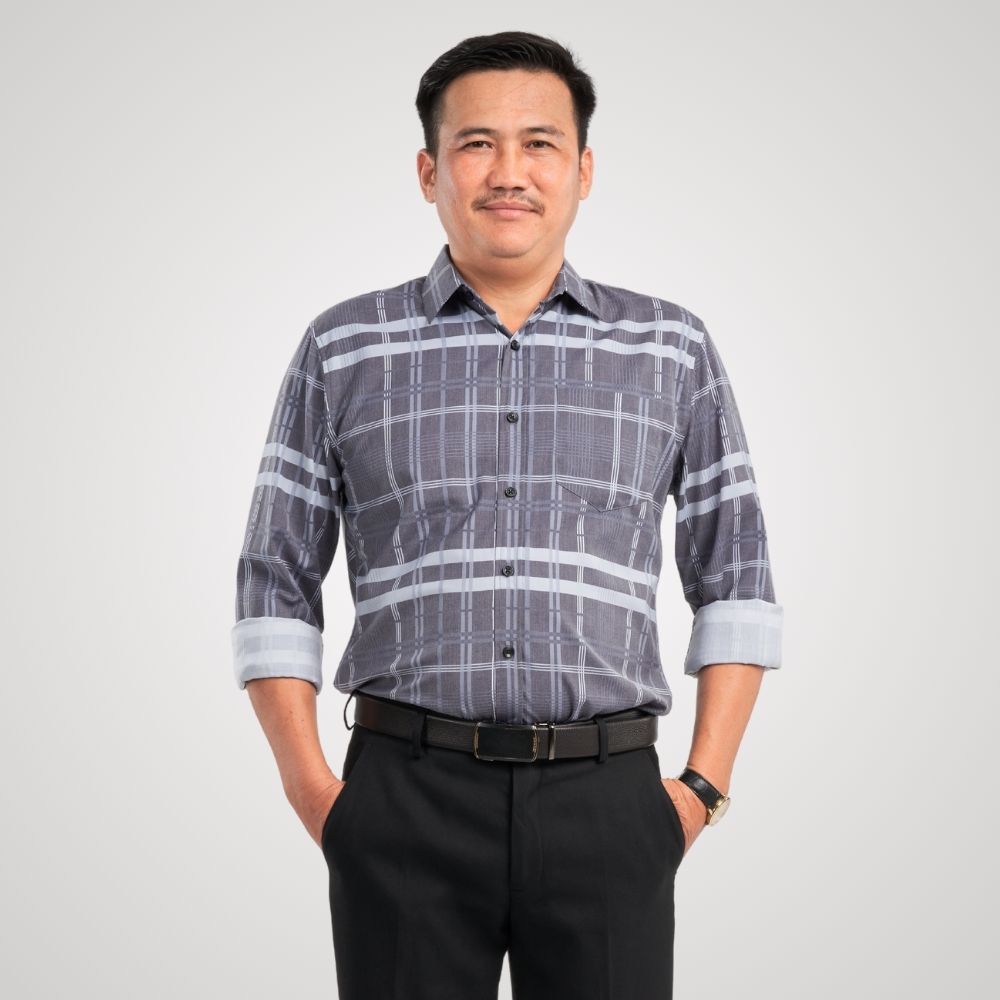Áo sơ mi nam trung niên tay dài, chất liệu lụa Viscose mềm mịn, thoáng mát, mẫu P23SDCR002 từ thương hiệu PAPAGO