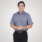Áo sơ mi nam trung niên tay ngắn lai ngang, chất liệu Samray cao cấp, mềm mịn và thoáng mát, mẫu P25SNTT001 từ thương hiệu PAPAGO