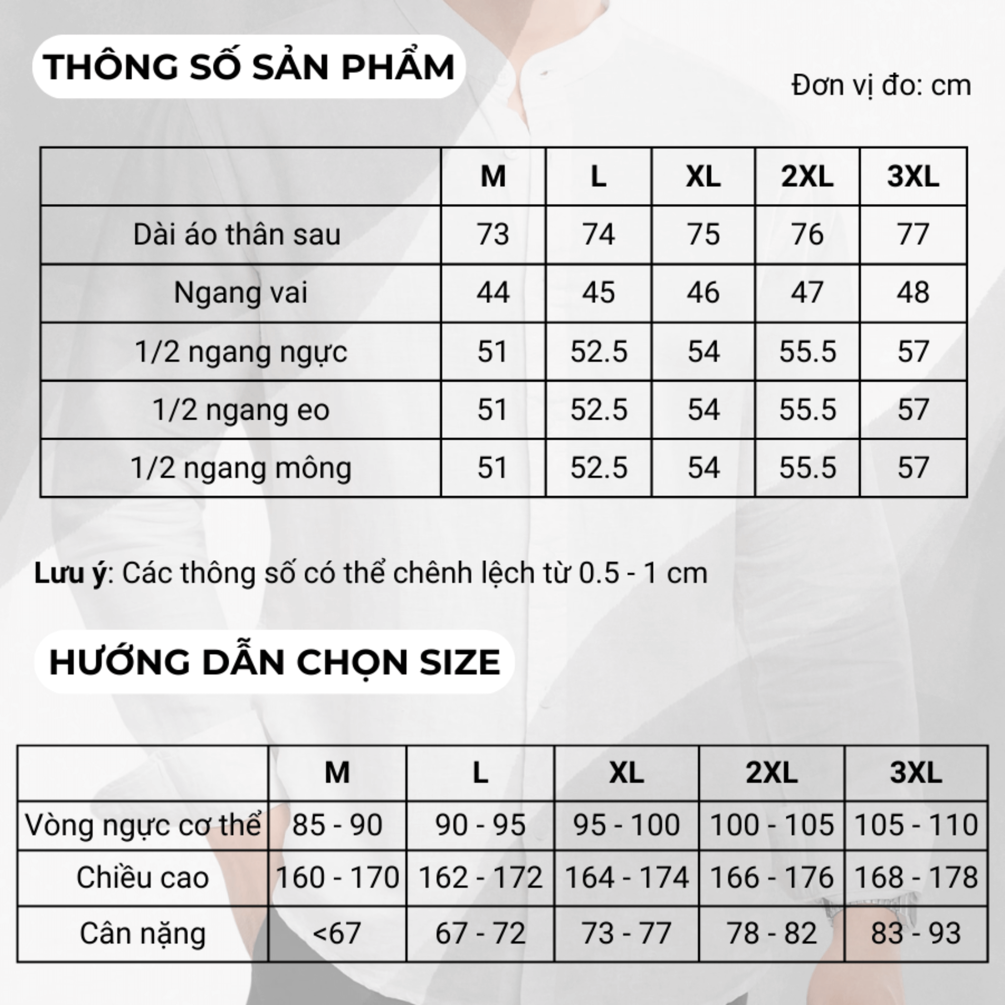 hướng dẫn chọn size quần áo công sở nam papago