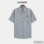 Áo sơ mi Trung niên PAPAGO tay ngắn kẻ sọc vải Xô đũi - P23SNKD001 - Ảnh 10