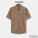 Áo sơ mi Trung niên PAPAGO tay ngắn kẻ sọc vải Xô đũi - P23SNKD001 - Ảnh 11