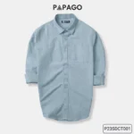 Áo sơ mi nam trung niên vải Oxford trơn cao cấp tay dài PAPAGO túi thêu logo - P23SDCT001 - Ảnh 9
