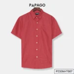 Áo sơ mi nam trung niên PAPAGO tay ngắn màu đỏ in họa tiết nhí -  P23SNHT007 - Ảnh 9
