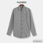 Áo sơ mi nam Trung niên tay dài PAPAGO vải Xô đũi kẻ sọc - P23SDKD001 - Ảnh 12