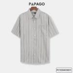 Áo sơ mi Trung niên PAPAGO tay ngắn kẻ sọc vải Xô đũi - P23SNKD001 - Ảnh 13