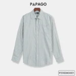Áo sơ mi nam Trung niên tay dài PAPAGO vải Xô đũi kẻ sọc - P23SDKD001 - Ảnh 14