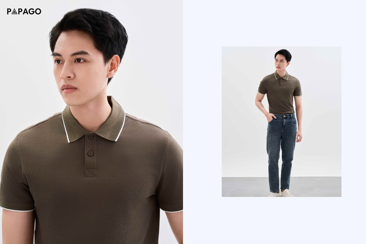 phối đồ áo polo nam với quần jean