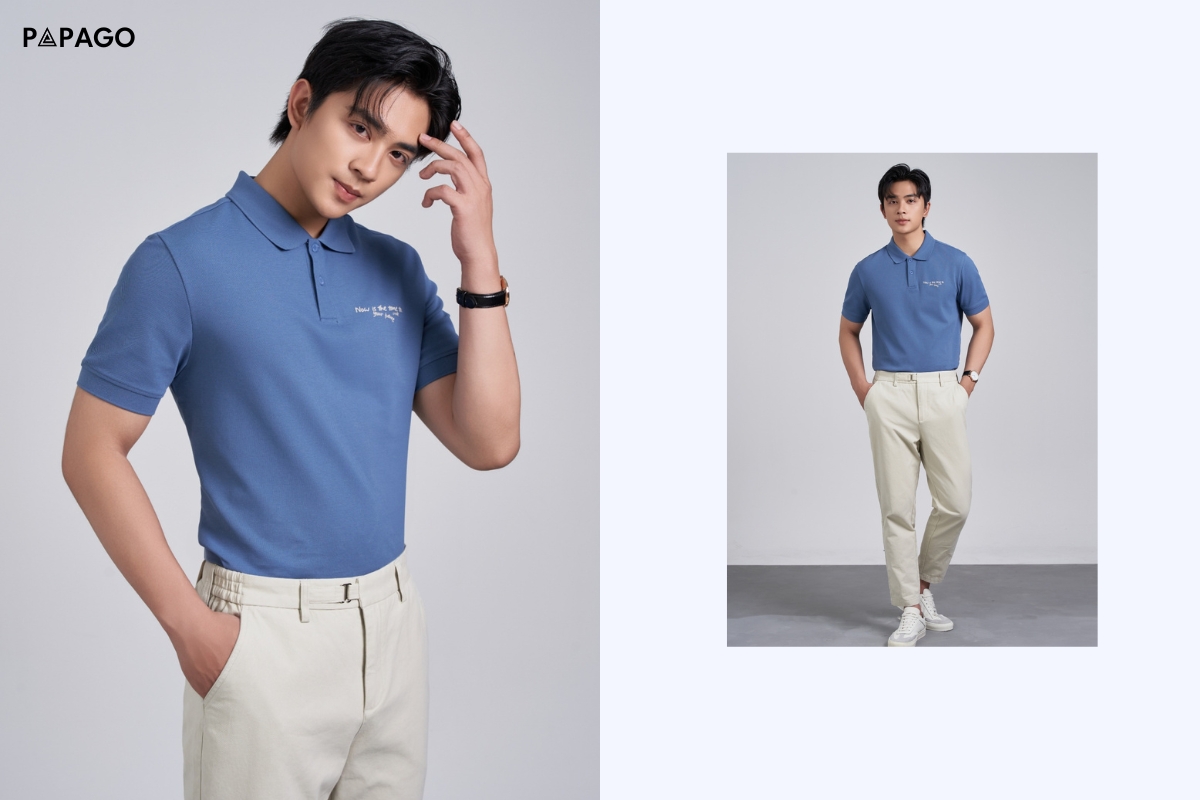 phối đồ áo polo nam với quần kaki