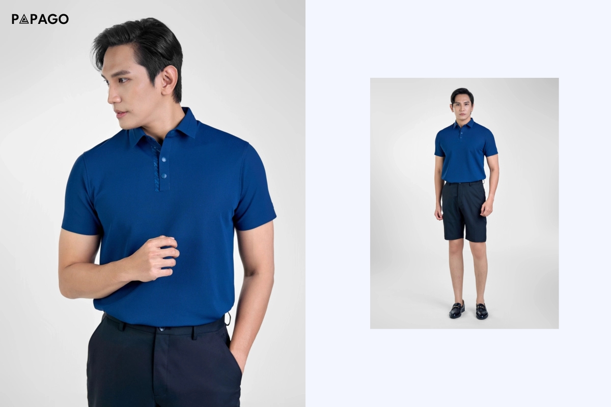 phối đồ áo polo nam với quần short