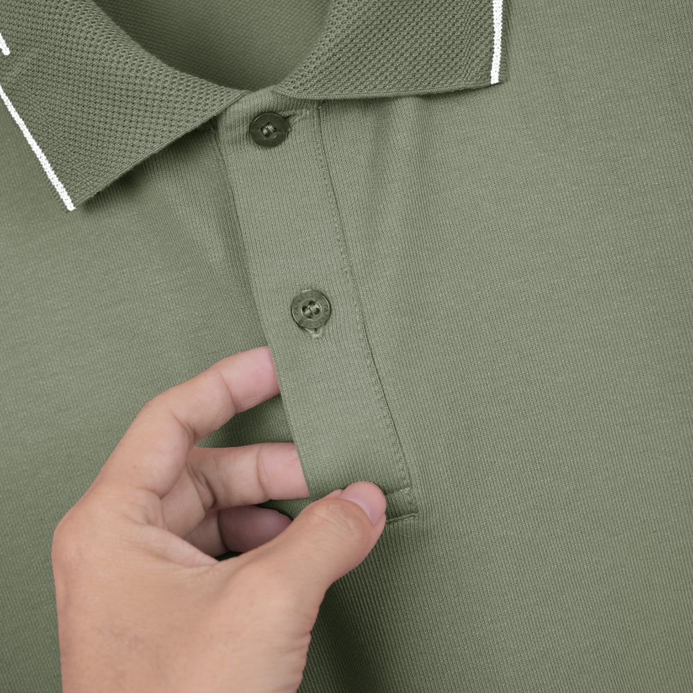 4 (2) Áo polo PAPAGO cao cấp nam Trung niên vải cotton kim cương form rộng - P25PLCT002 - Ảnh 13