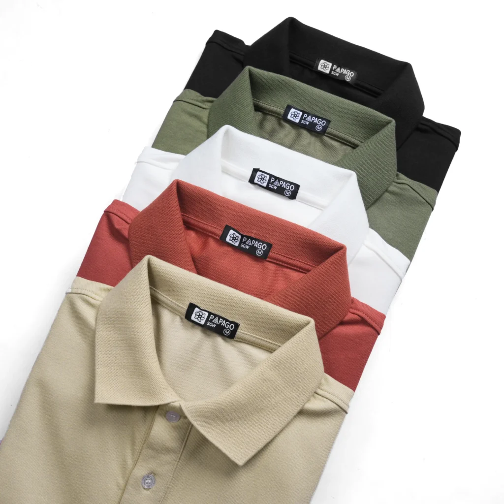 Áo polo cao cấp PAPAGO nam Trung niên vải cotton kim cương form rộng thêu logo trụ áo - P25PLCT004 - Ảnh 13