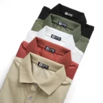 Áo polo cao cấp PAPAGO nam Trung niên vải cotton kim cương form rộng thêu logo trụ áo - P25PLCT004 - Ảnh 13