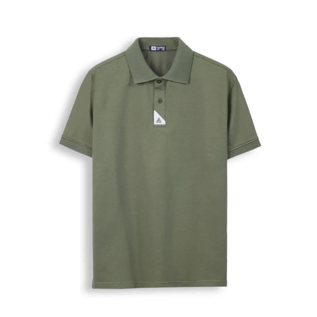 Áo polo cao cấp PAPAGO nam Trung niên vải cotton kim cương form rộng thêu logo trụ áo - P25PLCT004 - Ảnh 10