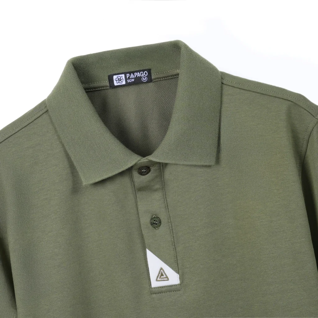 Áo polo cao cấp PAPAGO nam Trung niên vải cotton kim cương form rộng thêu logo trụ áo - P25PLCT004 - Ảnh 4
